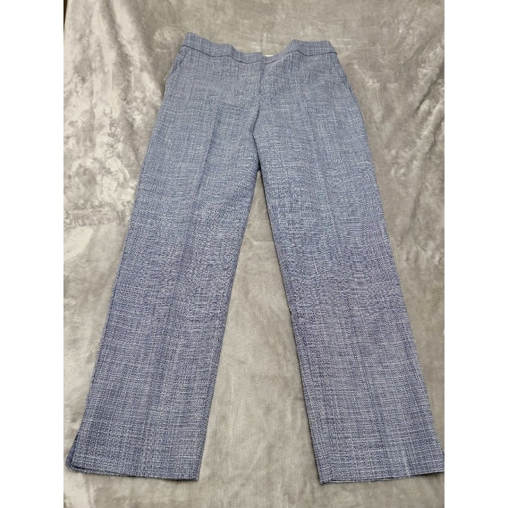 Talbots Womens Chatham Ankle Cropped Pants Blue woven pattern sz 8 32x27